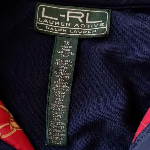 Ralph Lauren LRL Quilted Jacket Plus Sz 1X Horse Bit Equestrian Zip Up Stretch - Picture 7 of 16